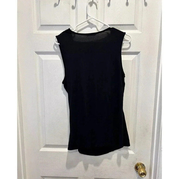 Vintage Three Dots Viscose Black Drape Front Blouse Top Size Large Made In USA - Picture 4 of 6